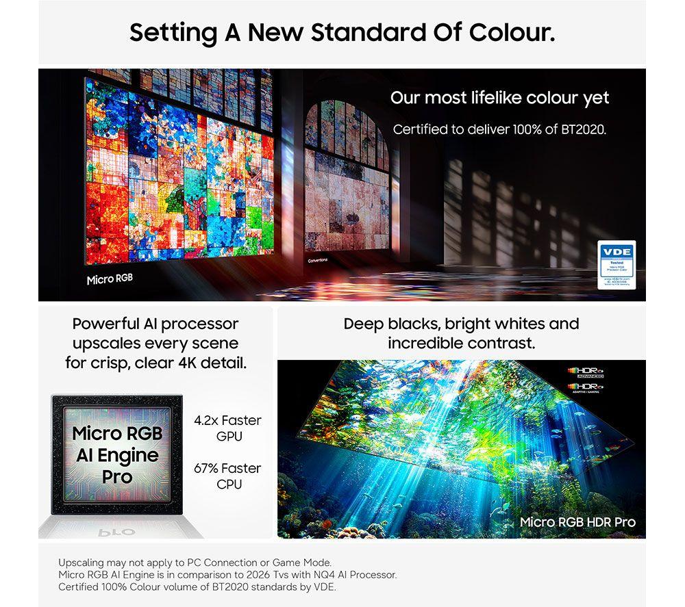 SAMSUNG R95H 75" Micro RGB 4K Smart AI TV 2026 & HW-QS700F/XU 3.1.2 Wireless Sound Bar with Dolby Atmos & DTS Virtual:X Bundle image number 10 of 12