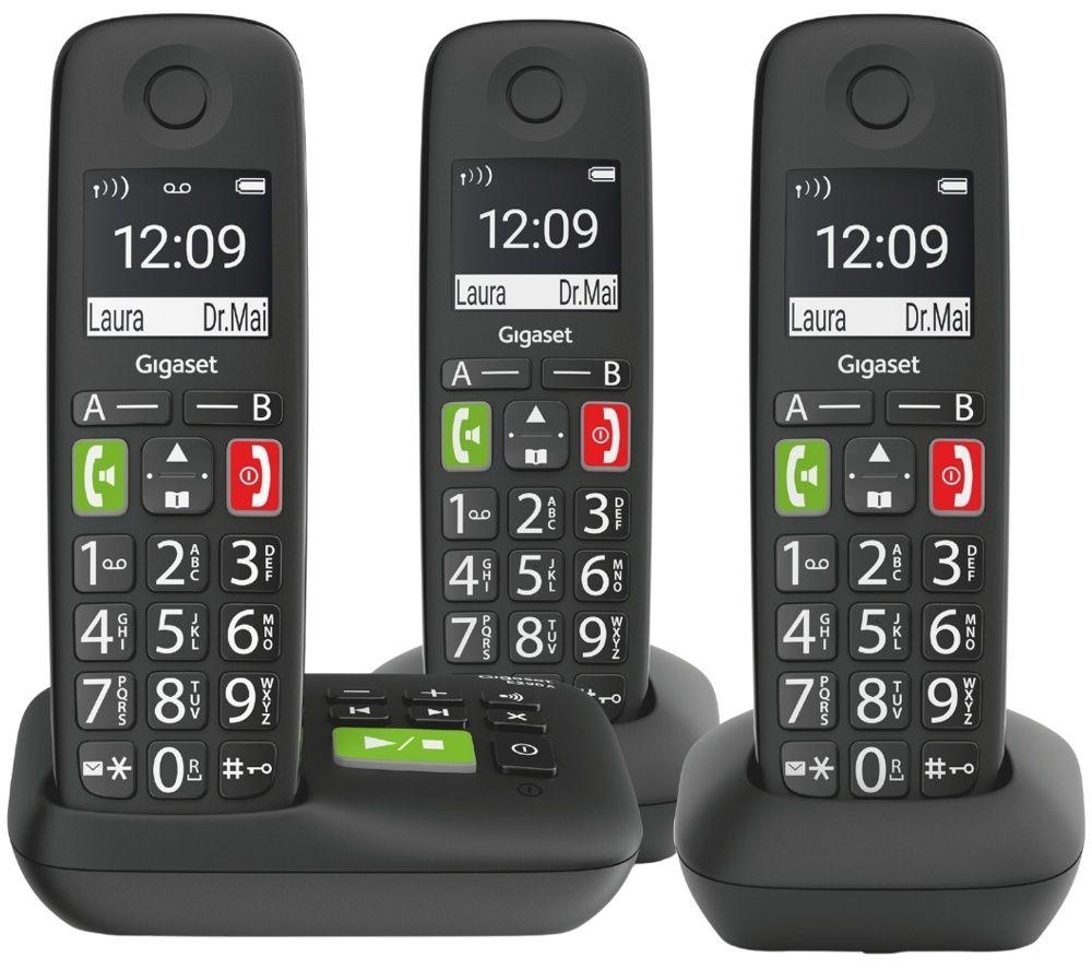 Buy GIGASET E290A Cordless Phone - Tripple Handsets, Black | Currys