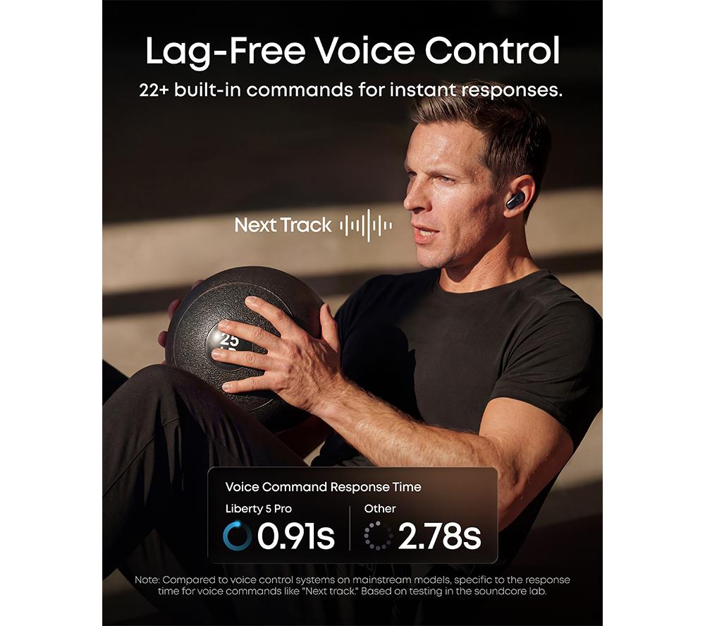 SOUNDCORE Liberty 5 Pro Wireless Bluetooth Noise-Cancelling Earbuds - Black image number 8 of 10