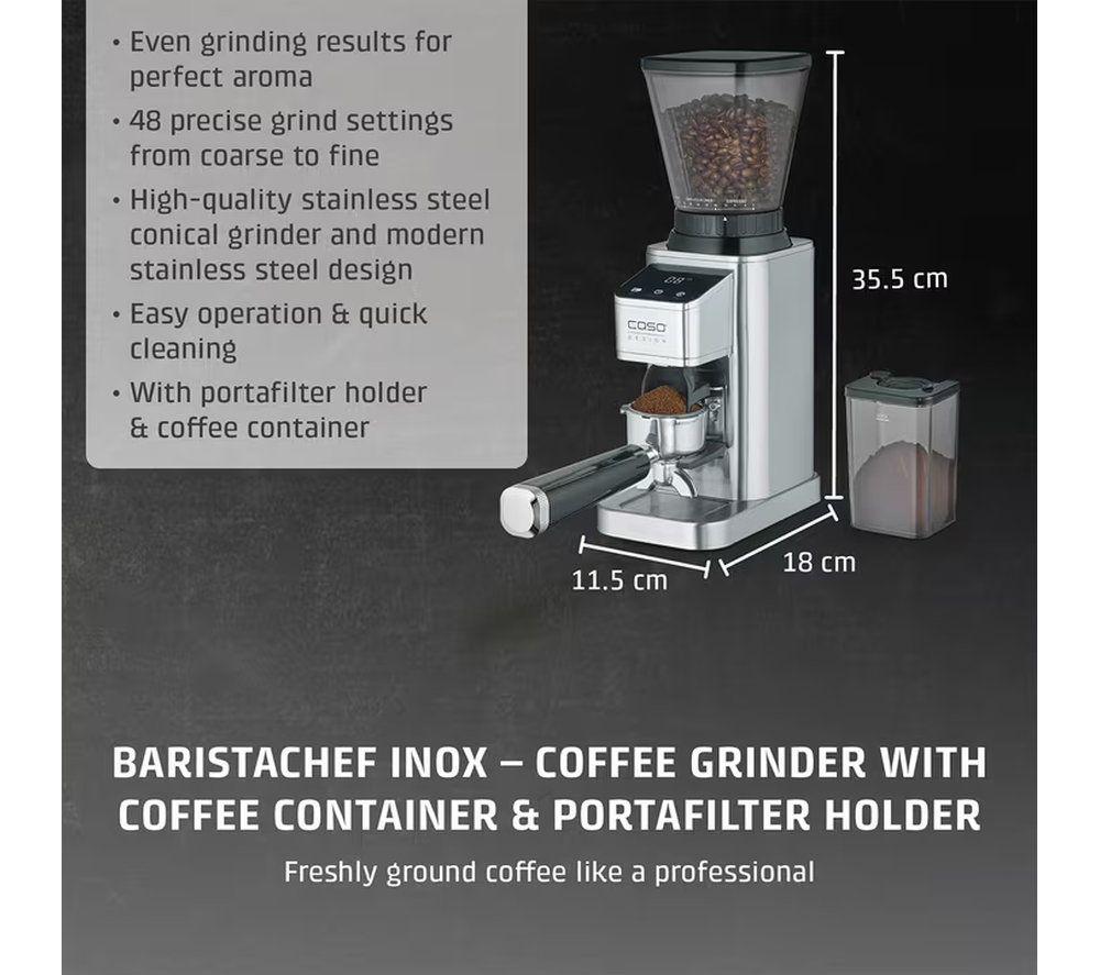 CASO BaristaChef Inox Coffee Grinder - Silver image number 8 of 9