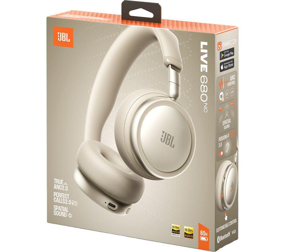 JBL Live 680NC Wireless Bluetooth Noise-Cancelling Headphones - Champagne image number 2 of 9