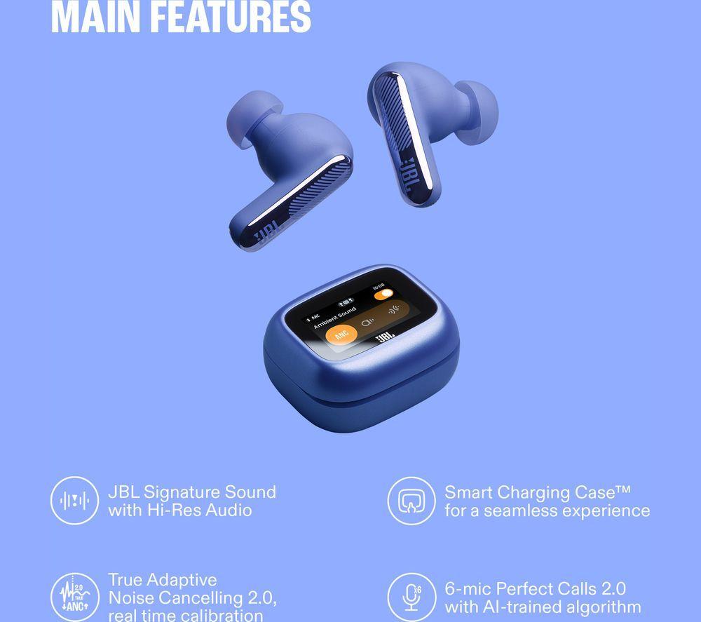 JBL Live Beam 4 Wireless Bluetooth Noise-Cancelling Earbuds - Blue image number 2 of 9