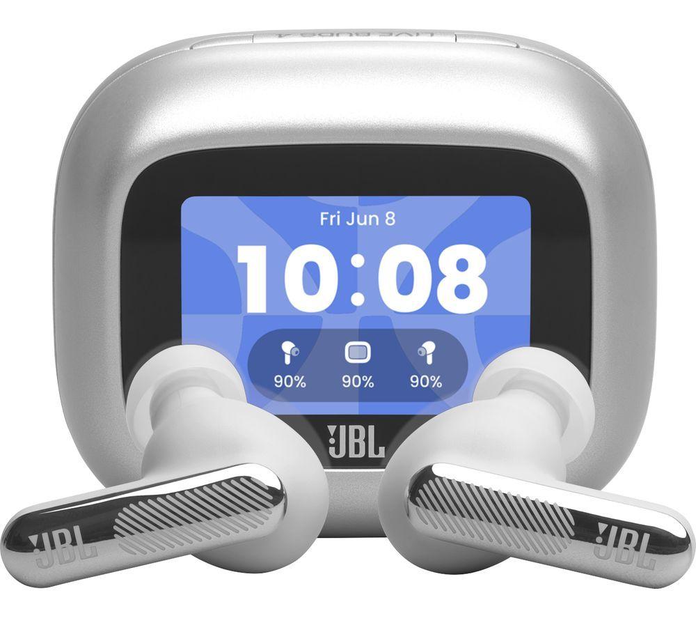 Jbl Live Beam 4 Wireless Bluetooth Noise-Cancelling Earbuds - Silver, Silver/Grey