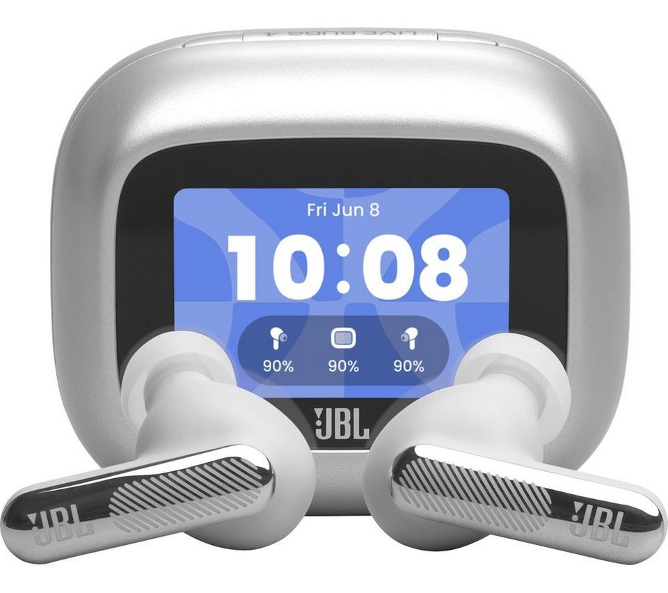 JBL Live Beam 4 Wireless Bluetooth Noise-Cancelling Earbuds - Silver
