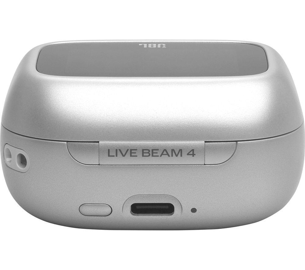 JBL Live Beam 4 Wireless Bluetooth Noise-Cancelling Earbuds - Silver image number 3 of 8
