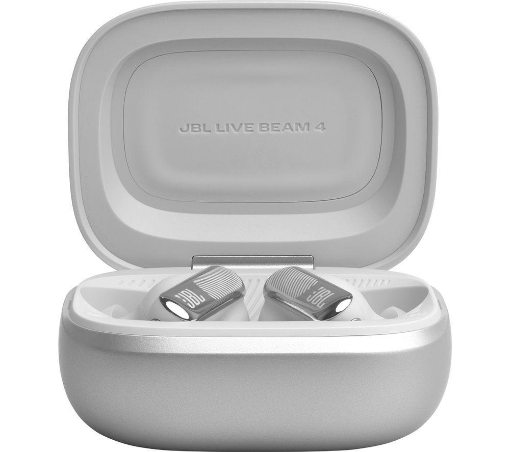 JBL Live Beam 4 Wireless Bluetooth Noise-Cancelling Earbuds - Silver image number 4 of 8