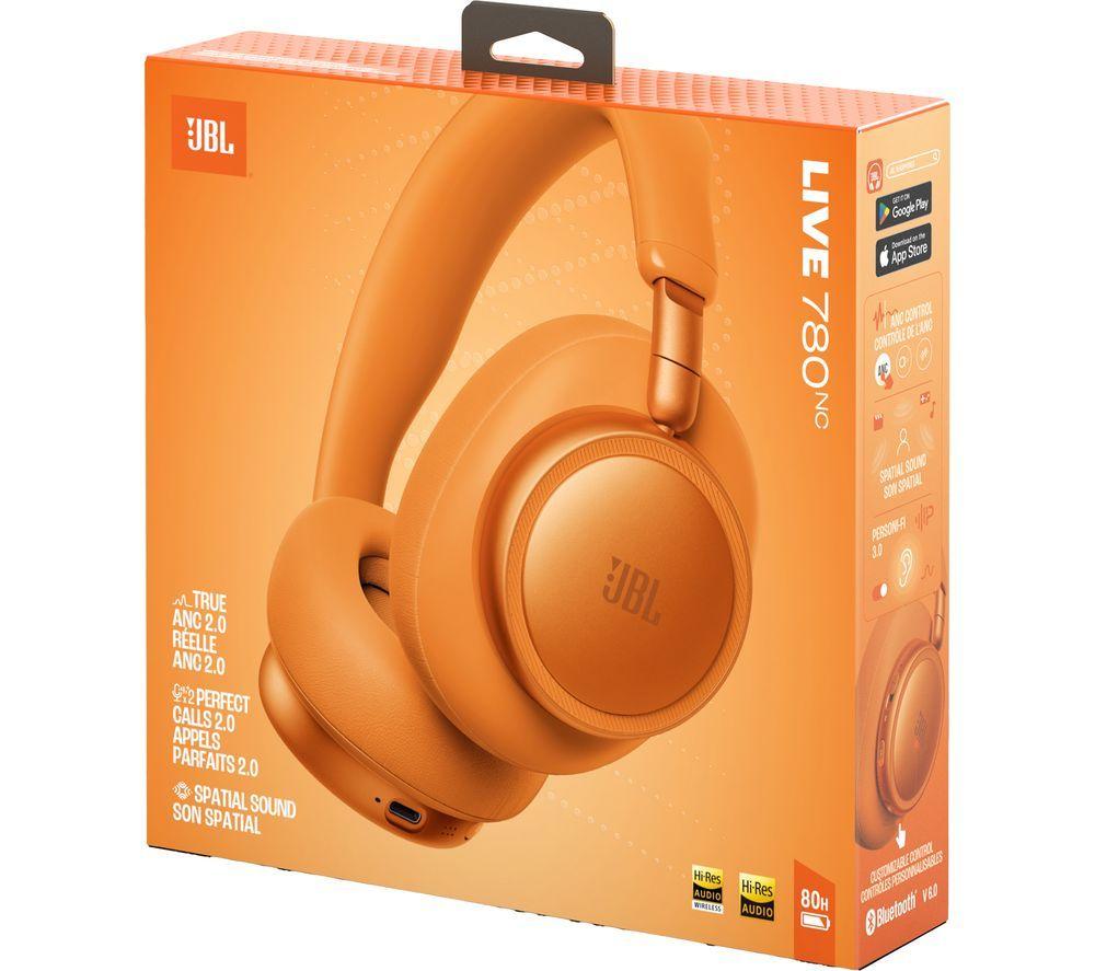 JBL Live 780NC Wireless Bluetooth Noise-Cancelling Headphones - Orange image number 2 of 9