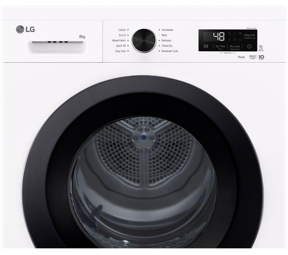 LG ELCTRNC Series 2 RHX1008NWK WiFi-enabled 8 kg Heat Pump Tumble Dryer - White image number 3 of 9