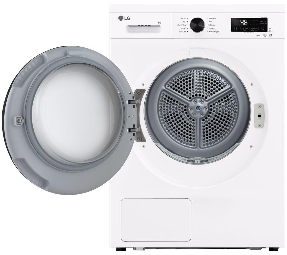 LG ELCTRNC Series 2 RHX1008NWK WiFi-enabled 8 kg Heat Pump Tumble Dryer - White image number 4 of 9