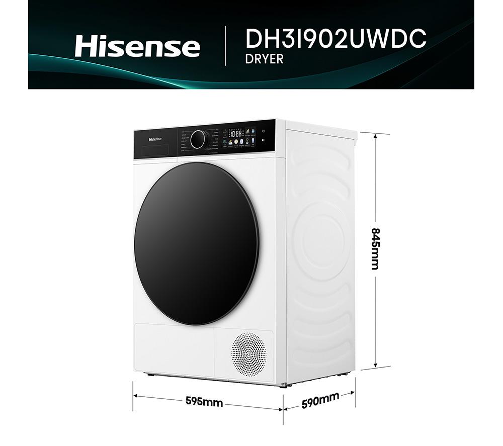 HISENSE 3i Series DH3I902UWDC WiFi-enabled 9 kg Heat Pump Tumble Dryer - White image number 6 of 28