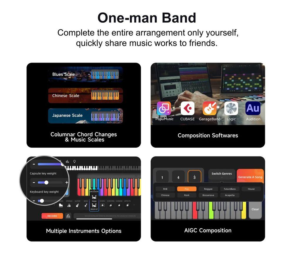 POPUMUSIC PopuPiano Smart Keyboard - Black image number 7 of 9