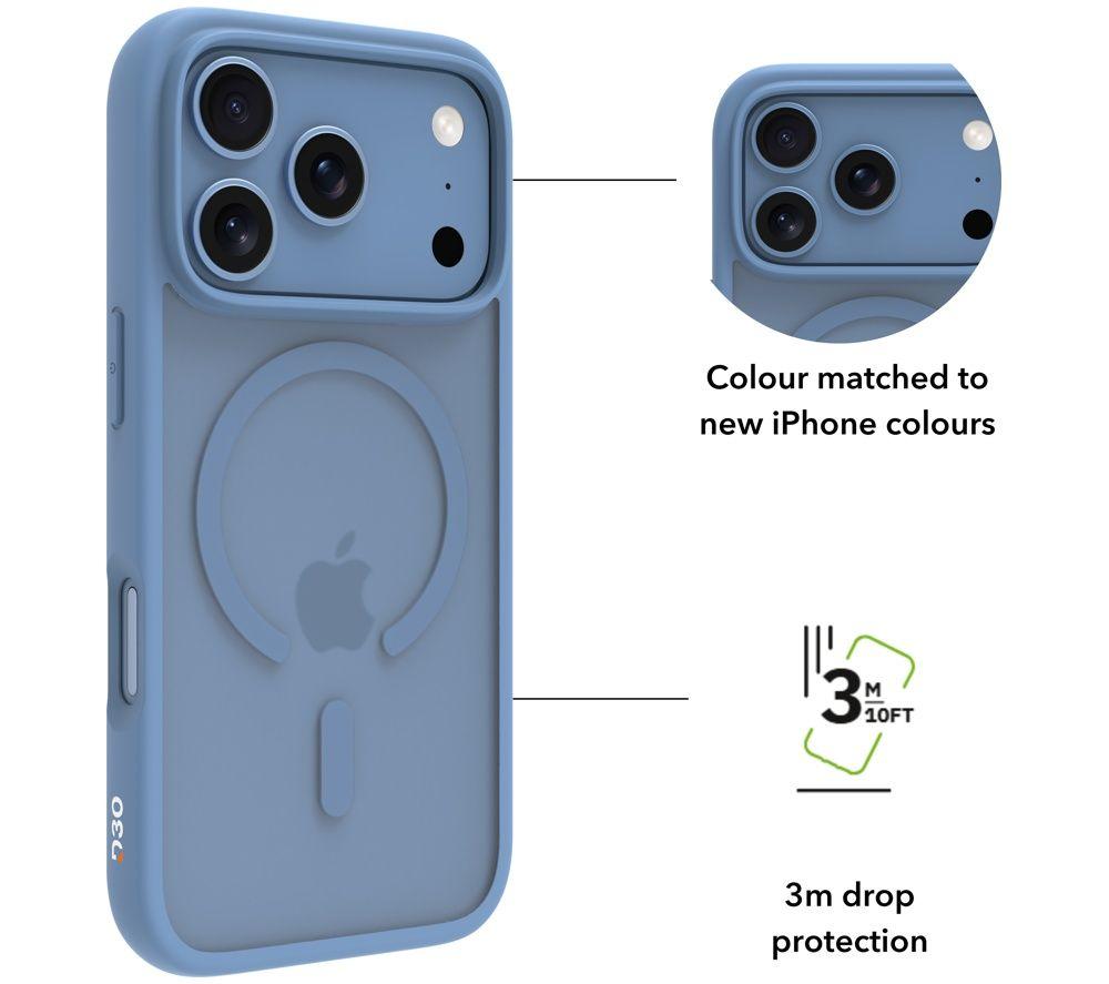 D BRAMANTE Grenen Ultra D3O MS iPhone 18 Pro/17 Pro Case - Clear & Blue image number 12 of 14