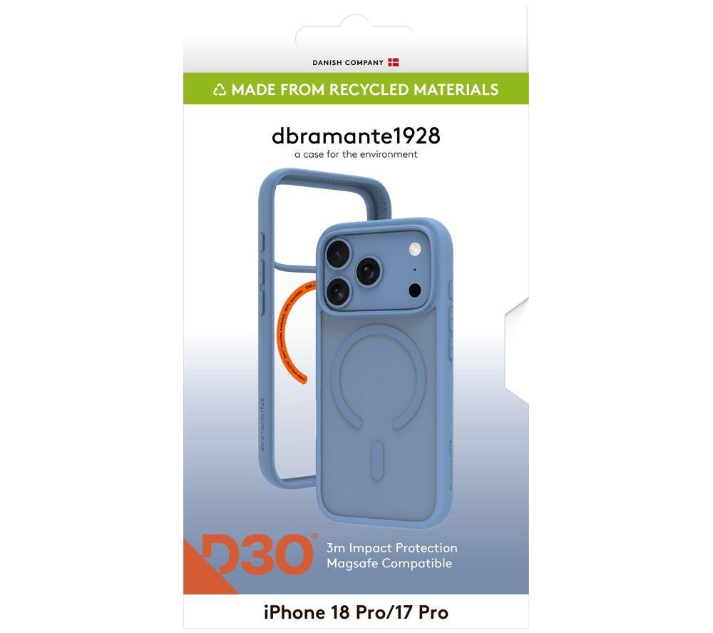 D BRAMANTE Grenen Ultra D3O MS iPhone 18 Pro/17 Pro Case - Clear & Blue image number 13 of 14