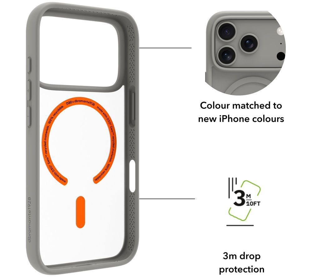 D BRAMANTE Grenen Ultra D3O MS iPhone 18 Pro/17 Pro Case - River Stone image number 6 of 12