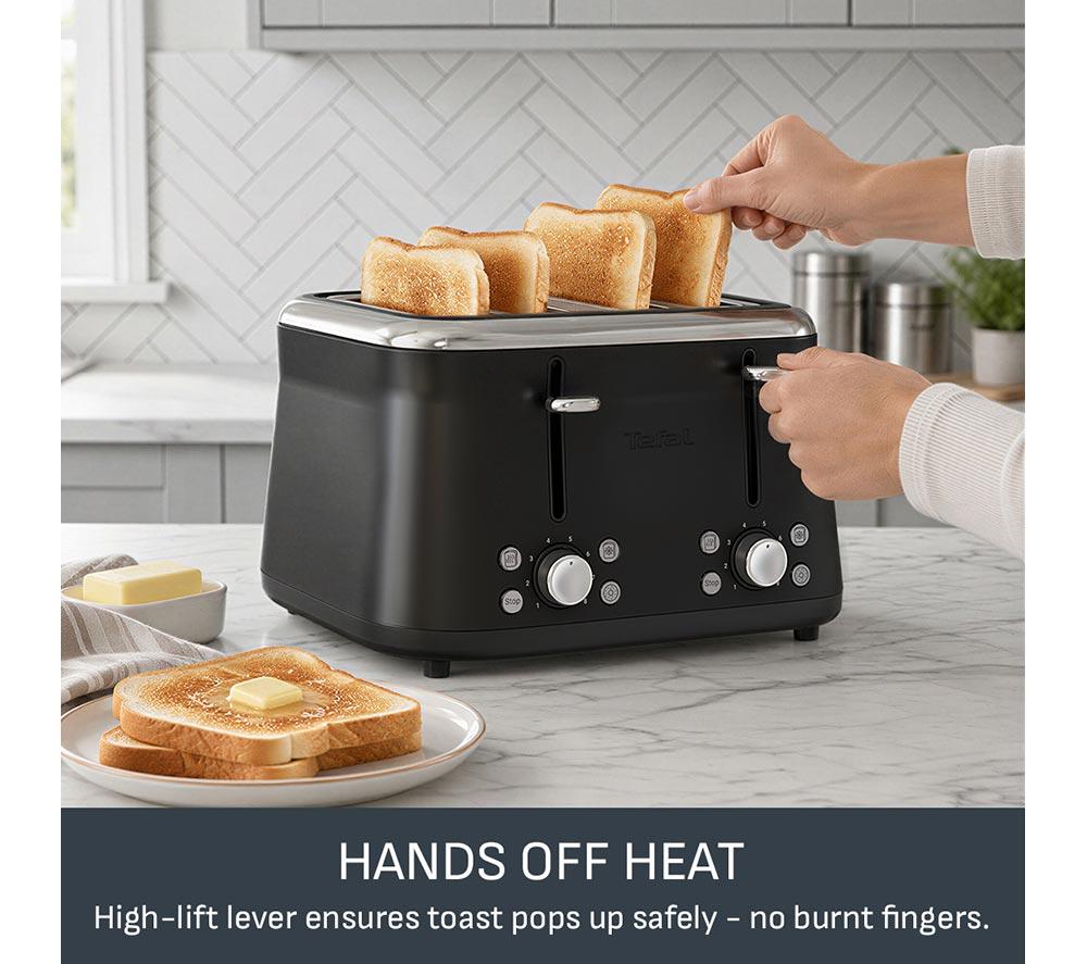 TEFAL Berkshire Collection TF7208G0 4 Slice Toaster - Black image number 3 of 8