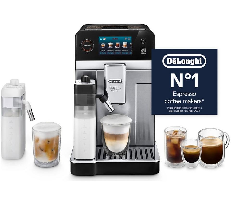 DELONGHI Eletta Ultra ECAM470.85.MB Smart Bean to Cup Coffee Machine – Silver & Black
