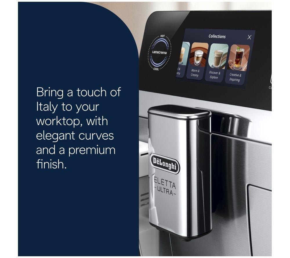 DELONGHI Eletta Ultra CAM460.85.MB Smart Bean to Cup Coffee Machine &ndash; Silver & Black image number 2 of 5