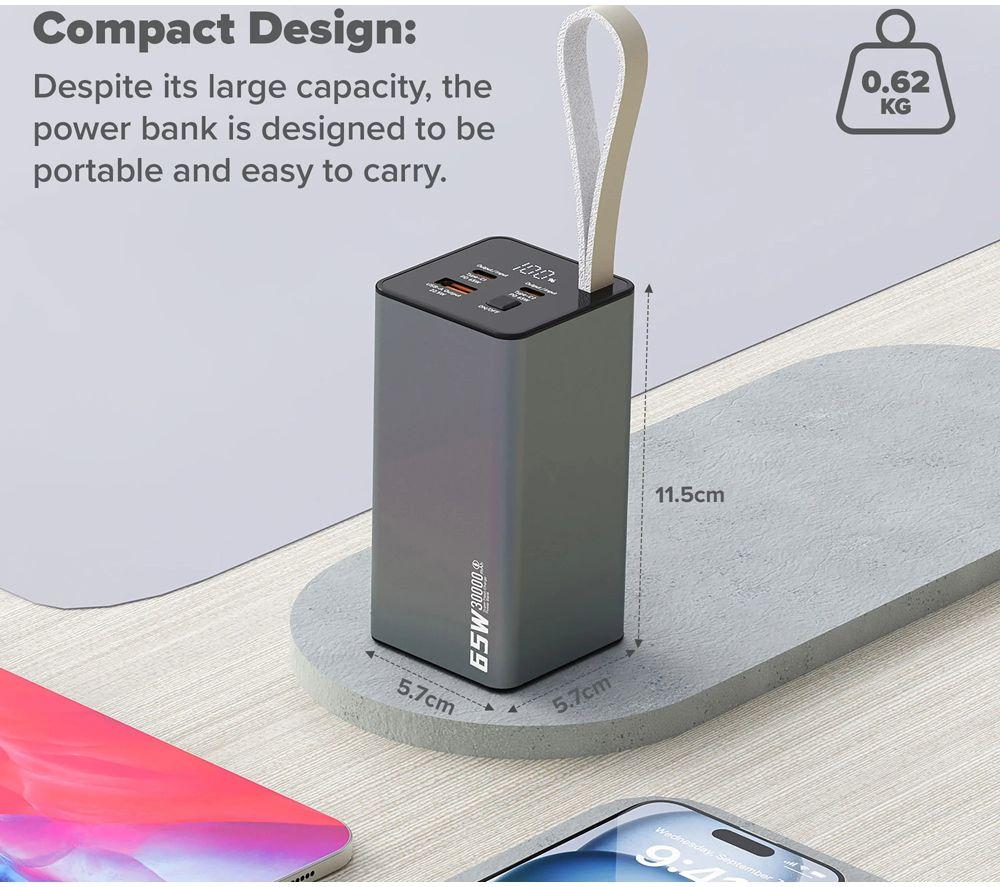 MAPLIN Dudao 65 W Portable Fast Charging Power Bank - Grey image number 4 of 6