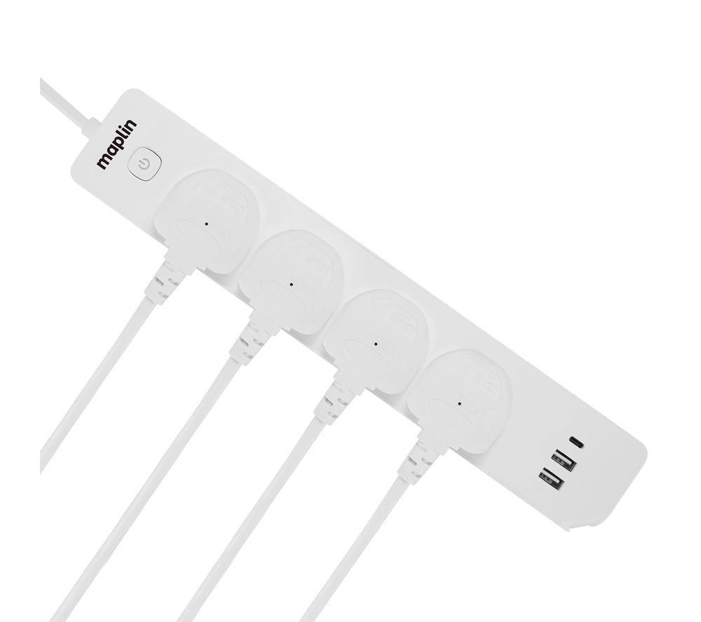 MAPLIN 558PAM Surge Protected 4-Socket Extension Lead with USB - 1.8 m image number 3 of 4