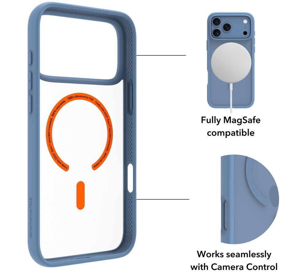D BRAMANTE Grenen Ultra D3O MS iPhone 18 Pro Max / 17 Pro Max Case - Clear & Blue image number 7 of 16