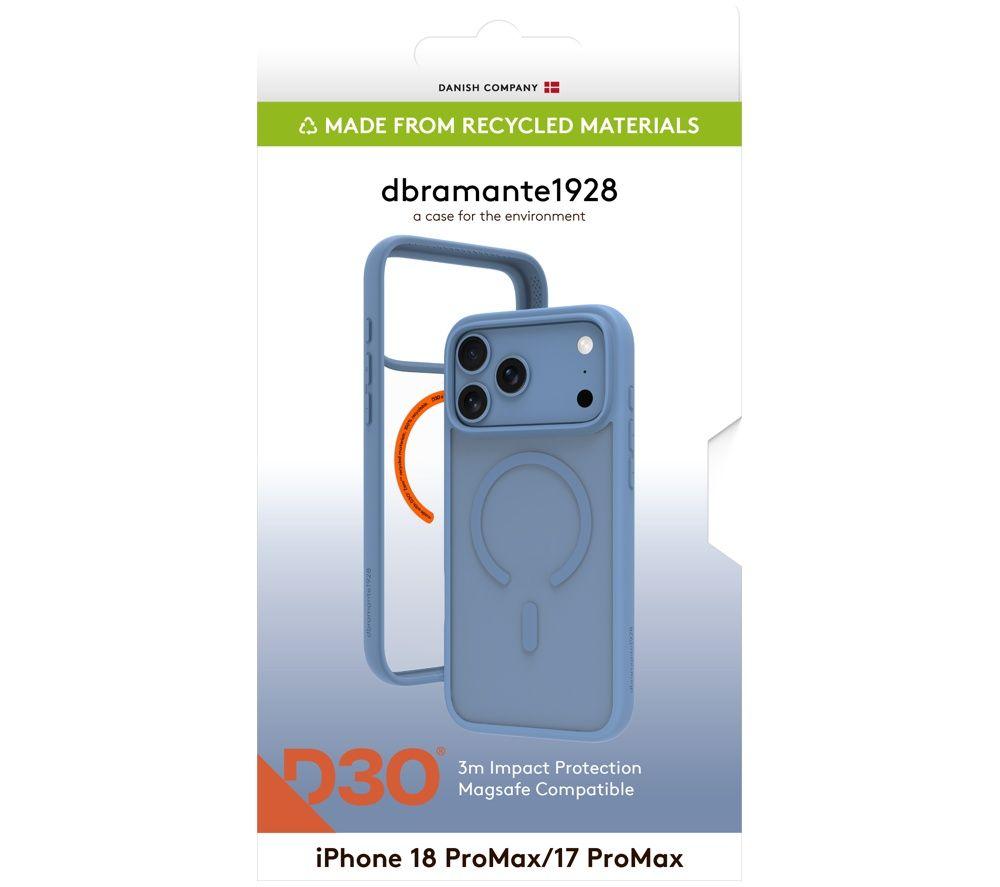 D BRAMANTE Grenen Ultra D3O MS iPhone 18 Pro Max / 17 Pro Max Case - Clear & Blue image number 8 of 16