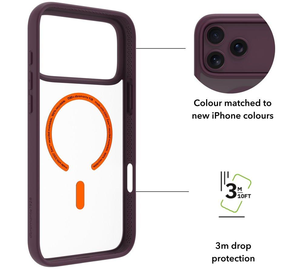 D BRAMANTE Grenen Ultra D3O MS iPhone 18 Pro Max/17 Pro Max Case - Burgundy image number 4 of 12