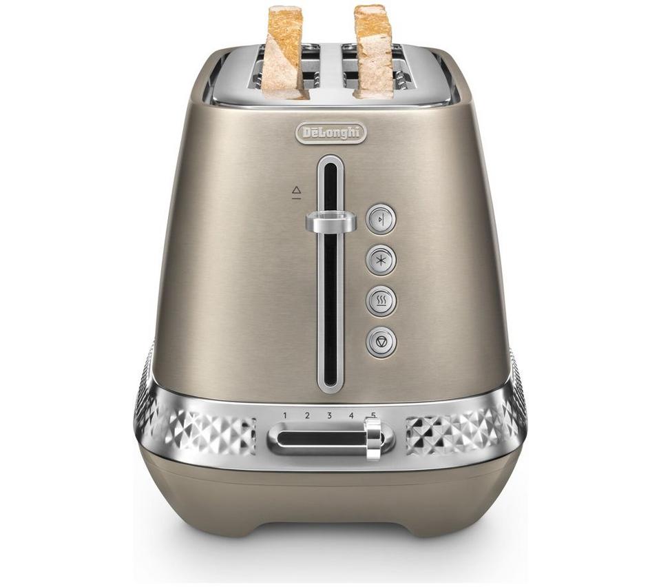 DELONGHI Diadema CTV3003.BZ 4-Slice Toaster - Brushed Steel Bronze