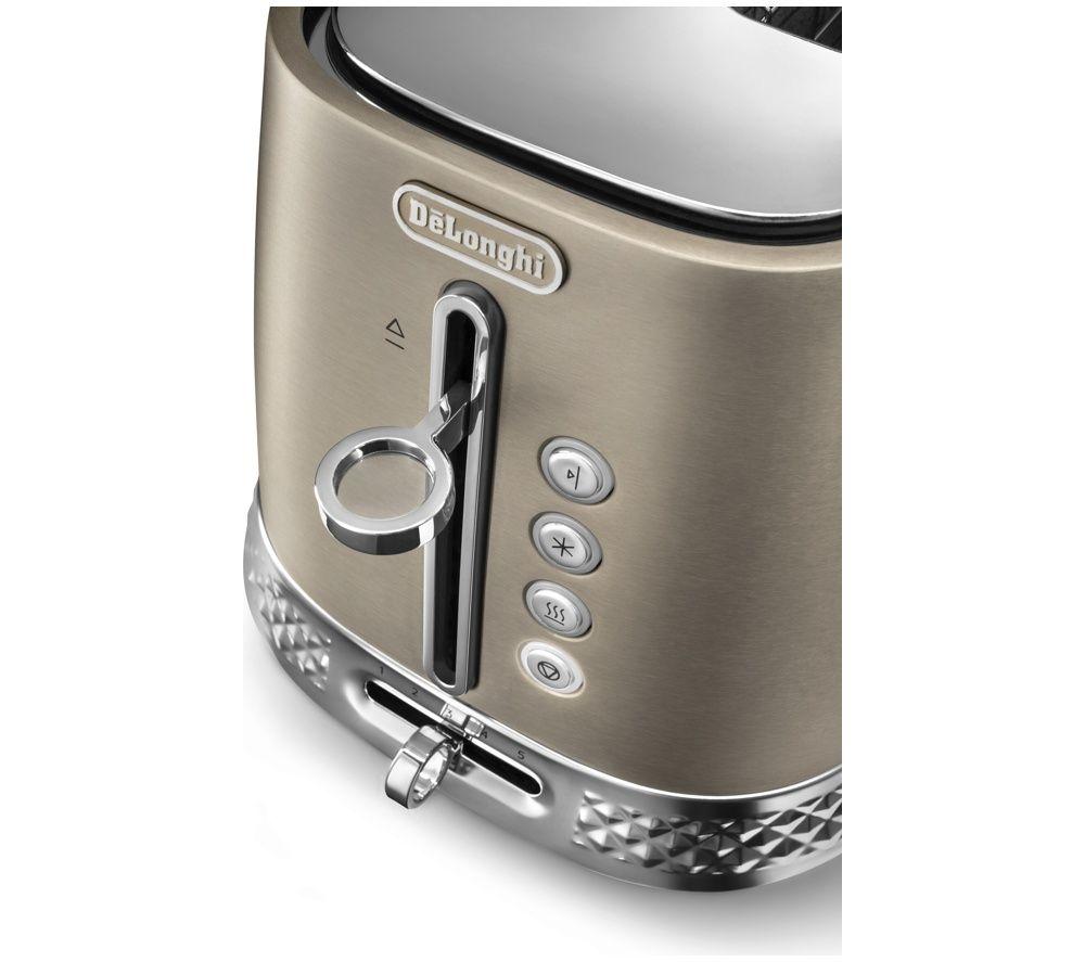 DELONGHI Diadema CTV3003.BZ 4-Slice Toaster - Brushed Steel Bronze image number 4 of 5