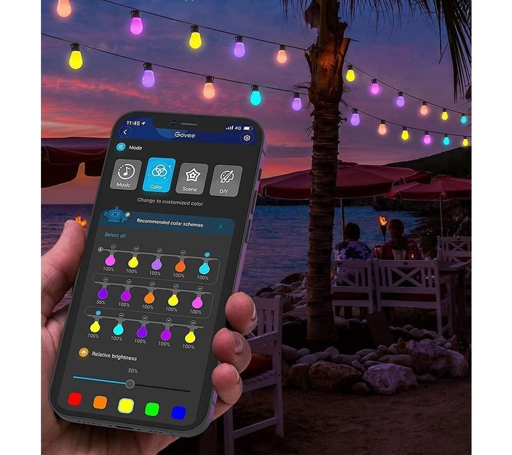 GOVEE H7020 Smart Outdoor Festoon String Lights - Black image number 2 of 8