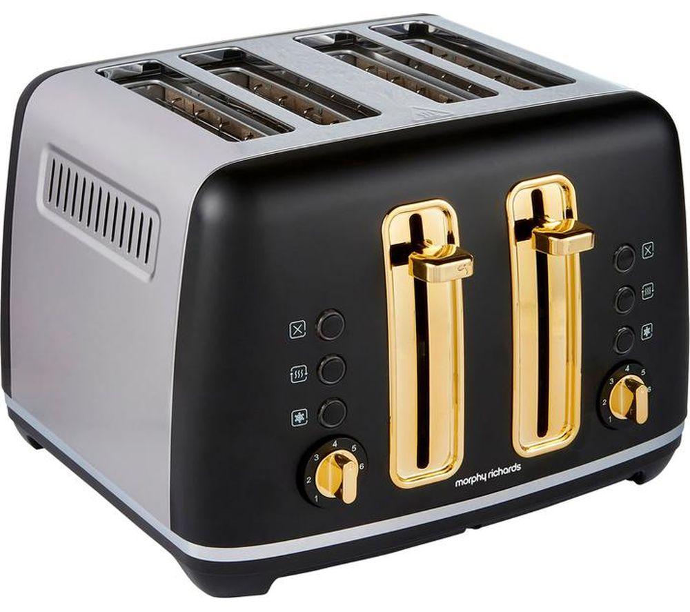 MORPHY RICHARDS Accents Gold 242047 4-Slice Toaster - Black image number 2 of 11