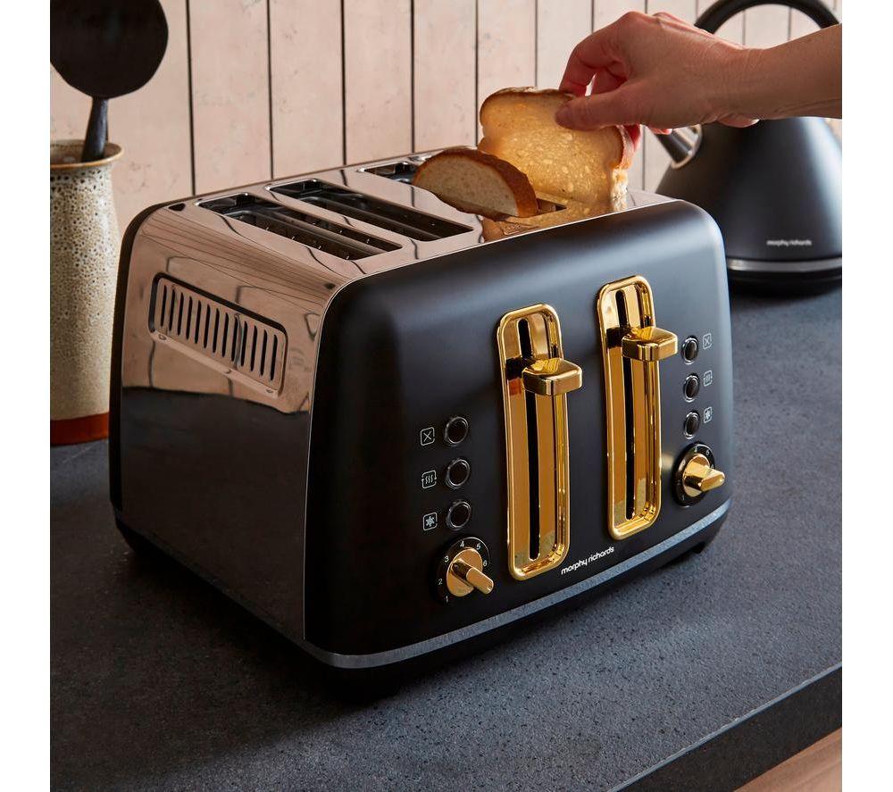 MORPHY RICHARDS Accents Gold 242047 4-Slice Toaster - Black image number 3 of 11