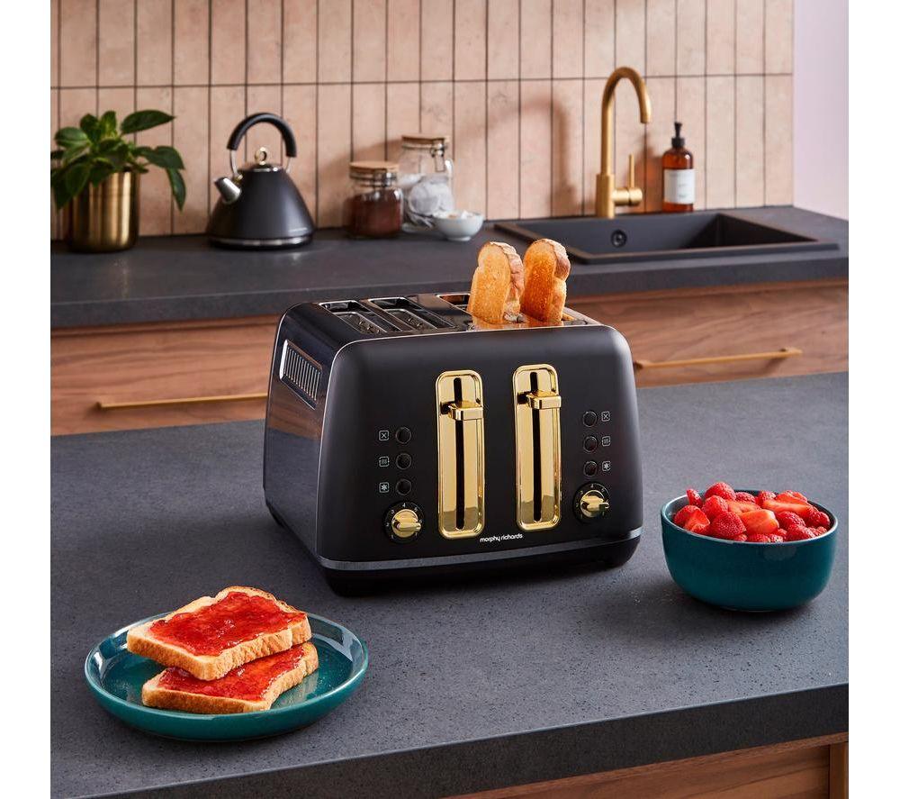 MORPHY RICHARDS Accents Gold 242047 4-Slice Toaster - Black image number 4 of 11