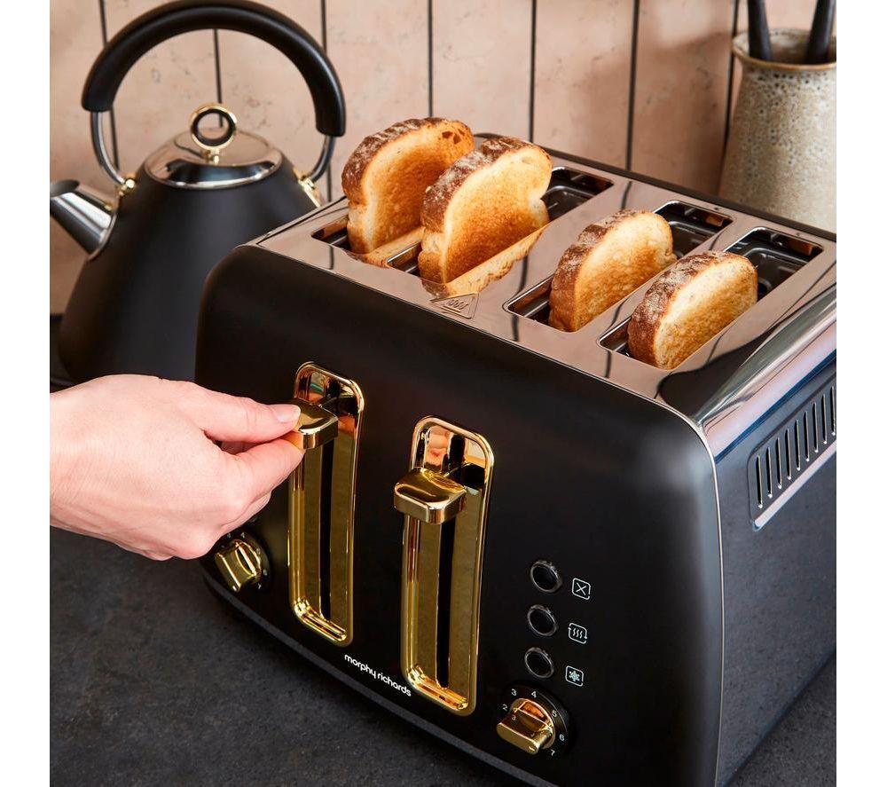 MORPHY RICHARDS Accents Gold 242047 4-Slice Toaster - Black image number 9 of 11