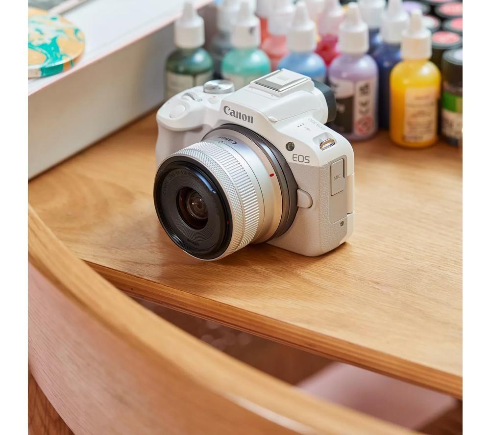 CANON EOS R50 Mirrorless Camera with RF-S 18-45 mm f/4.5-6.3 IS STM Lens - White image number 2 of 14