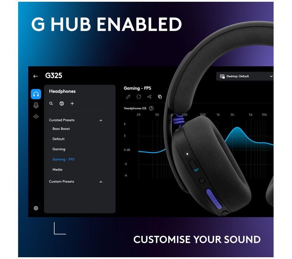 LOGITECH G325 LIGHTSPEED Wireless Gaming Headset - Black image number 5 of 9