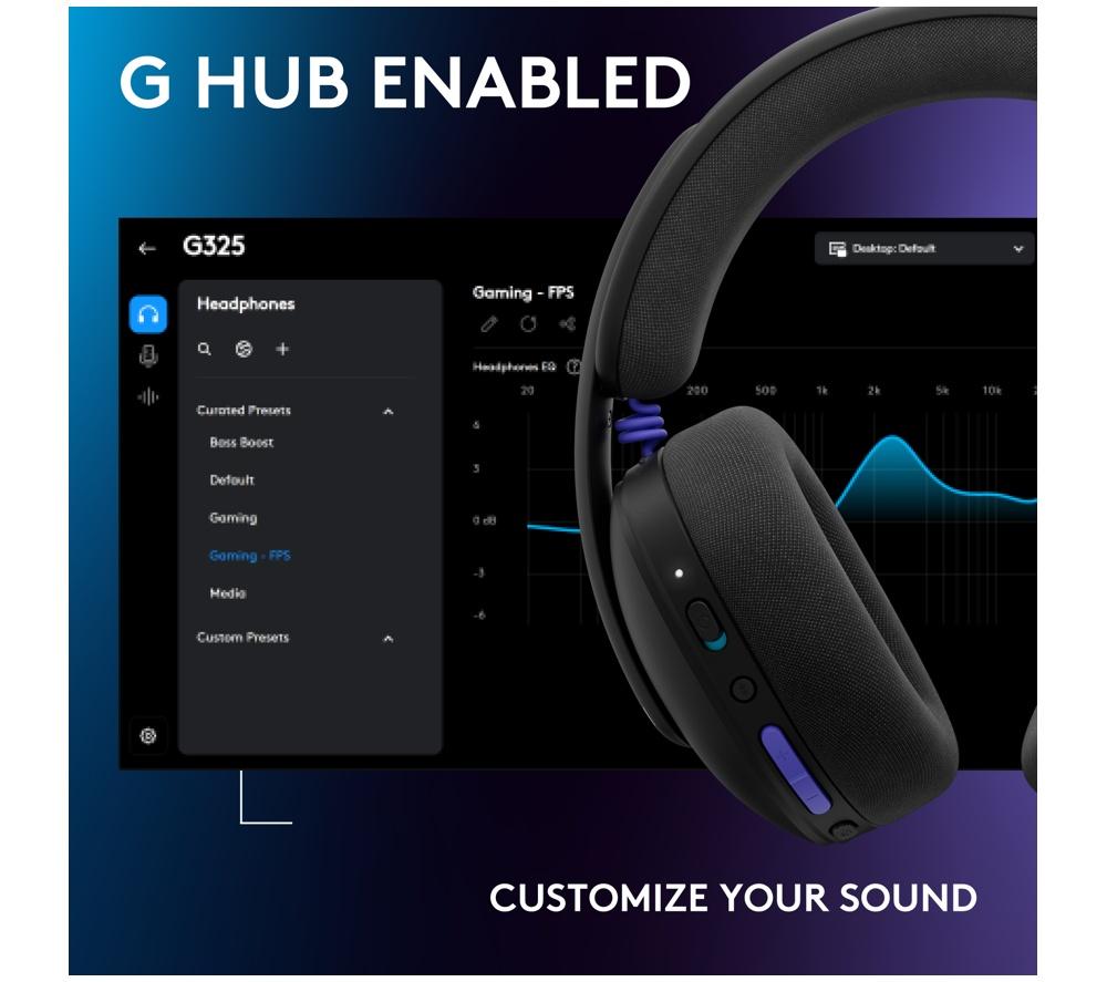 LOGITECH G325 LIGHTSPEED Wireless Gaming Headset - Black image number 9 of 9