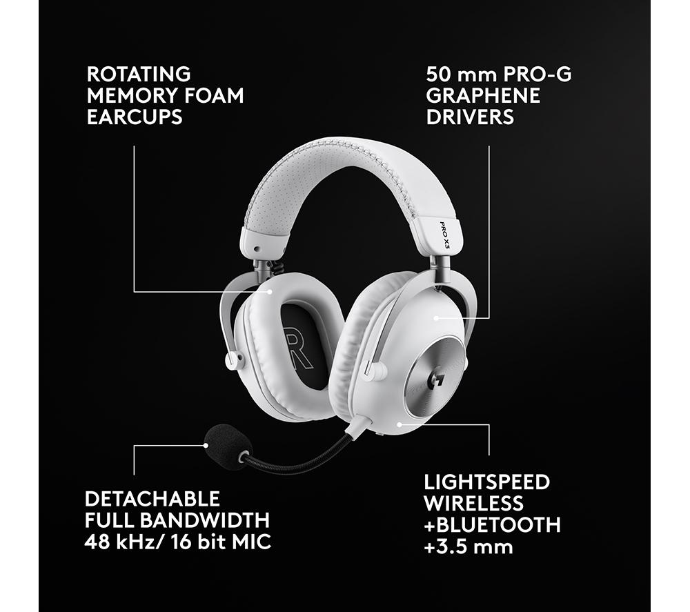 LOGITECH PRO X3 LIGHTSPEED Wireless Gaming Headset - White image number 2 of 10