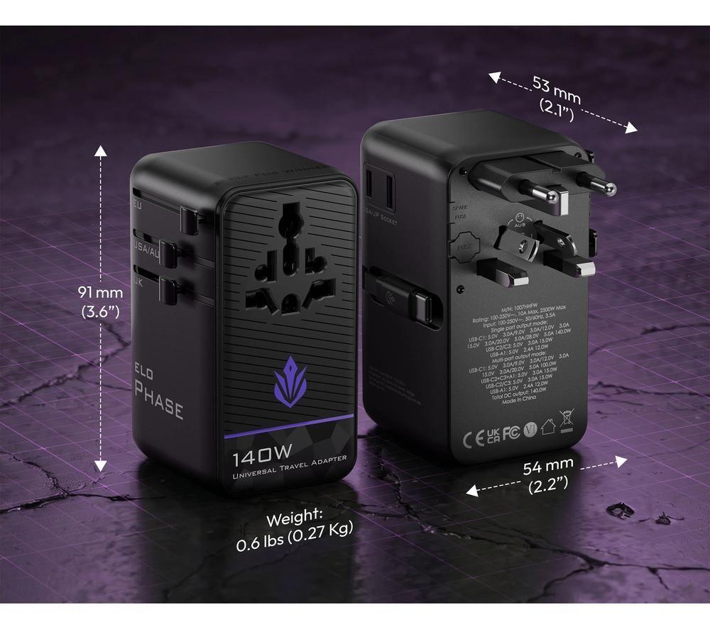 ELO PHASE Universal USB Travel Plug Adapter image number 3 of 5