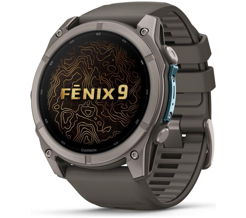 GARMIN fenix 9 Smart Watch - Titanium with Pebble Grey Silicone Band, 51 mm
