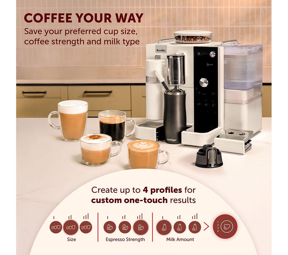 BREVILLE AutoLuxe VCF206 Automatic Bean to Cup Coffee Machine - Oatmilk image number 7 of 9