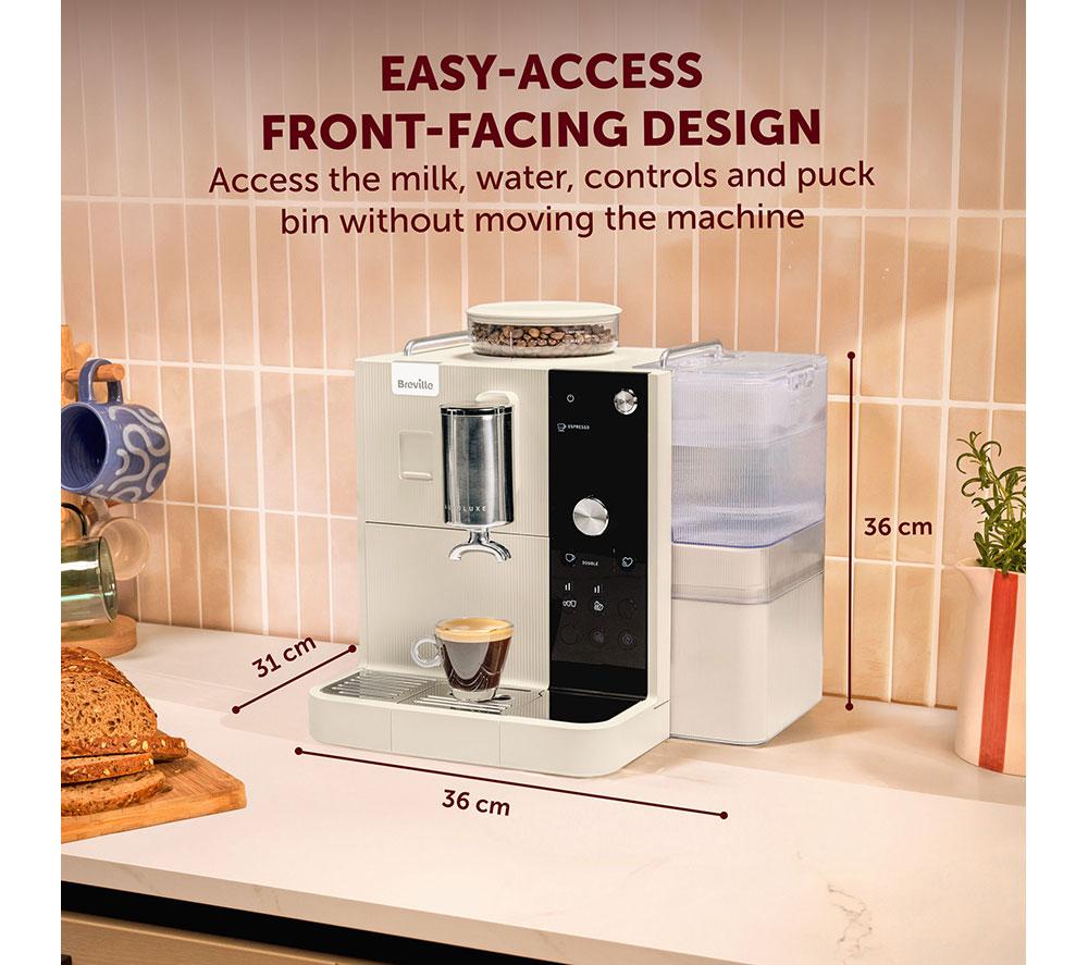 BREVILLE AutoLuxe VCF206 Automatic Bean to Cup Coffee Machine - Oatmilk image number 8 of 9