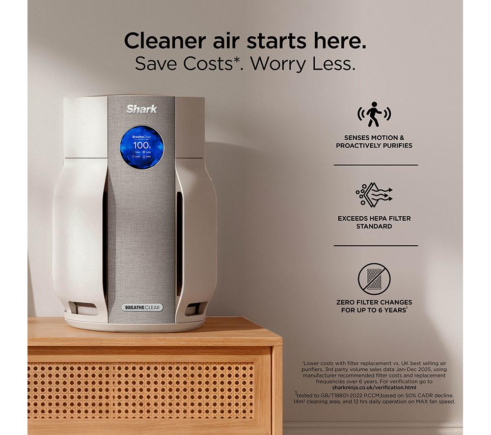 SHARK BreatheClear HP162UK Air Purifier with NeverChange6 - Dove image number 3 of 9