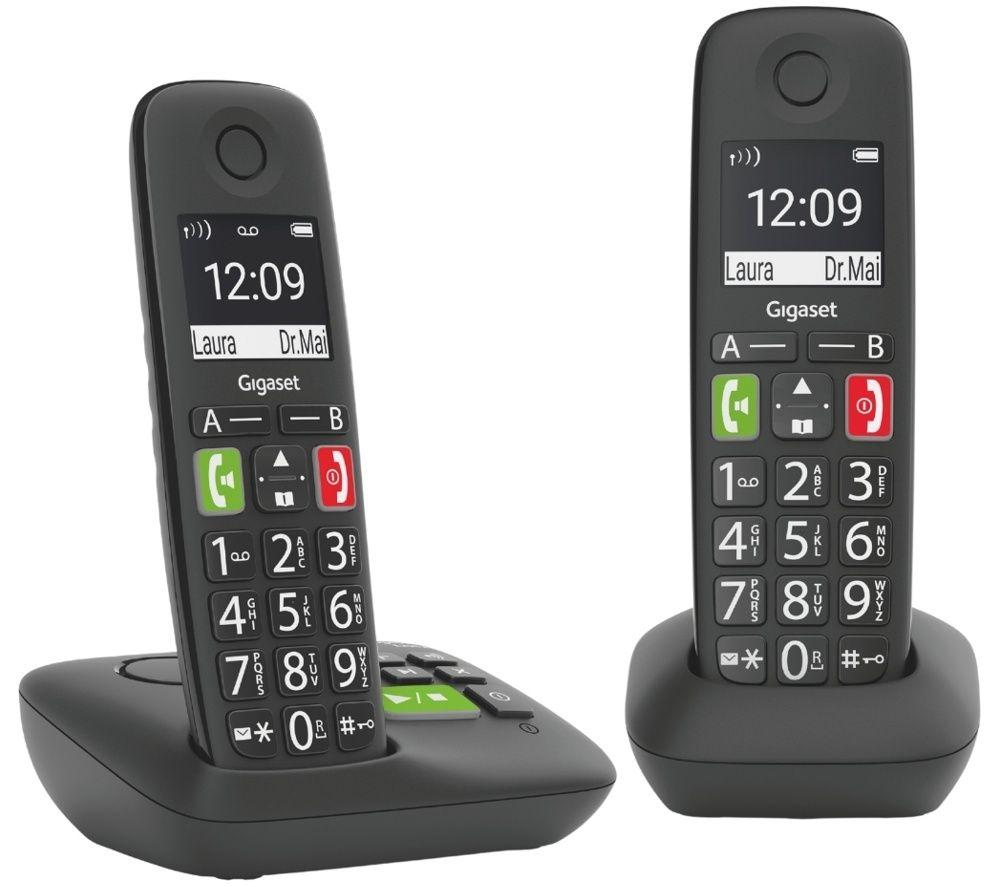 GIGASET E290A Cordless Phone - Twin Handsets, Black