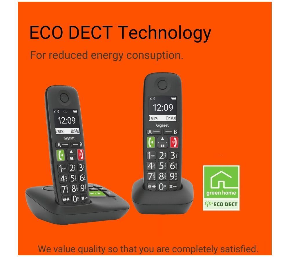 GIGASET E290A Cordless Phone - Twin Handsets, Black image number 2 of 5