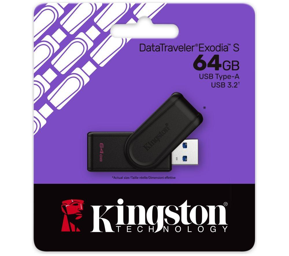 KINGSTON DataTraveler Exodia S USB 3.2 Memory Stick - 64 GB, Black image number 3 of 3