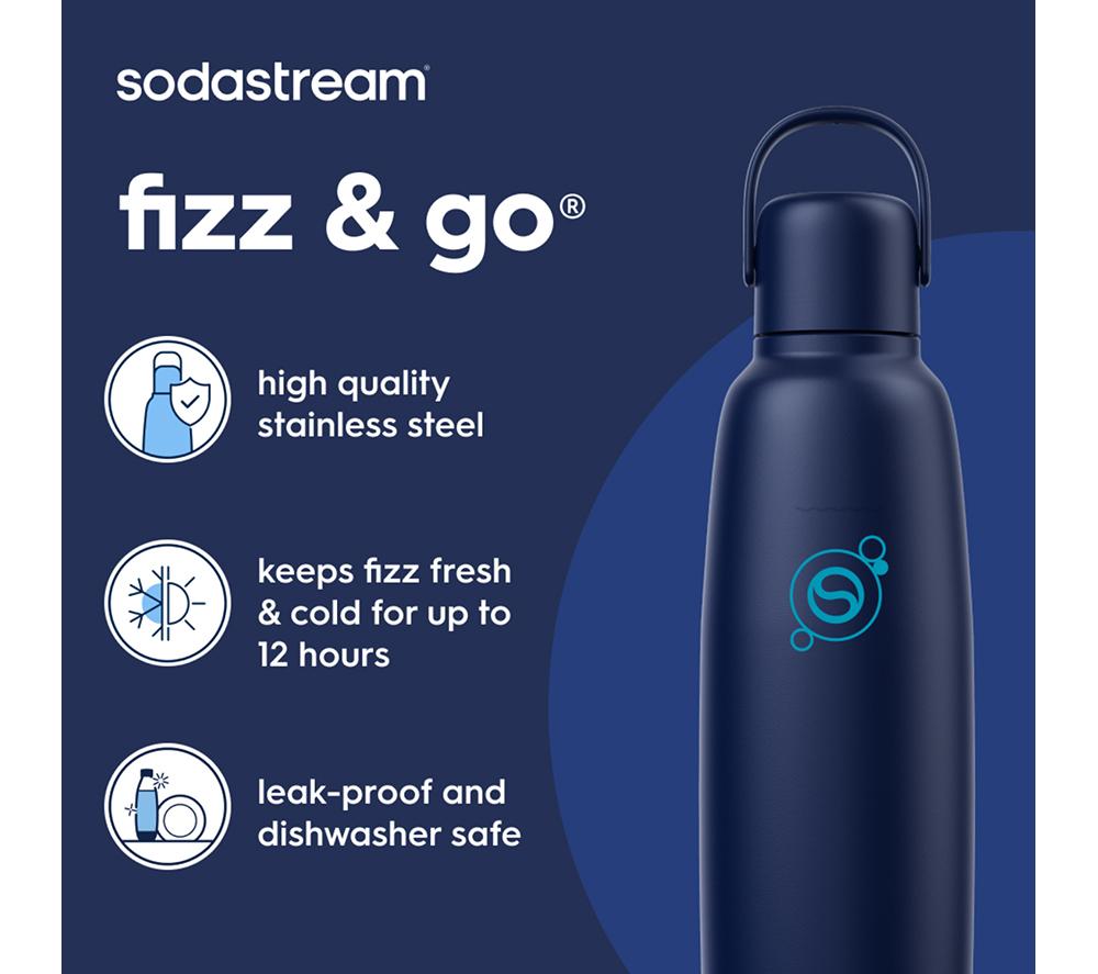 SODASTREAM Fizz & Go Insulated Stainless Steel Sparkling Water Bottle - 900 ml, Blueberry image number 2 of 7