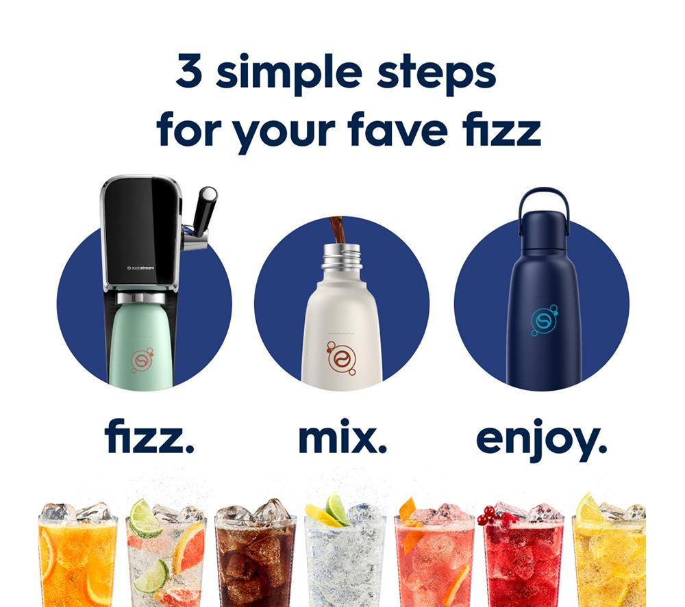 SODASTREAM Fizz & Go Insulated Stainless Steel Sparkling Water Bottle - 900 ml, Blueberry image number 6 of 7