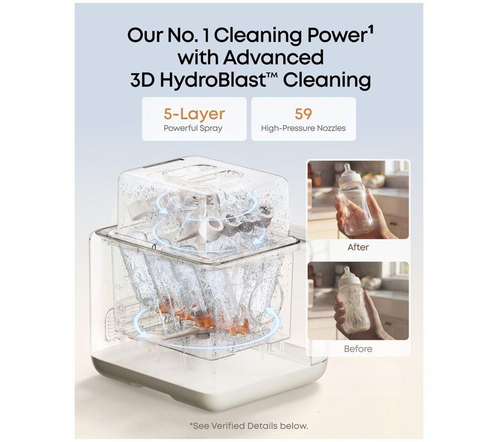 EUFY S1 Pro Baby Bottle Washer, Steriliser & Dryer - White image number 2 of 4
