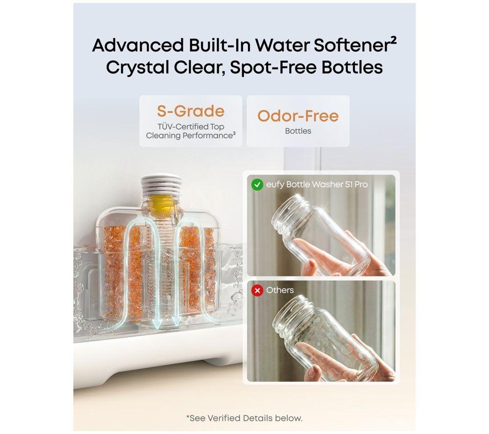 EUFY S1 Pro Baby Bottle Washer, Steriliser & Dryer - White image number 3 of 4