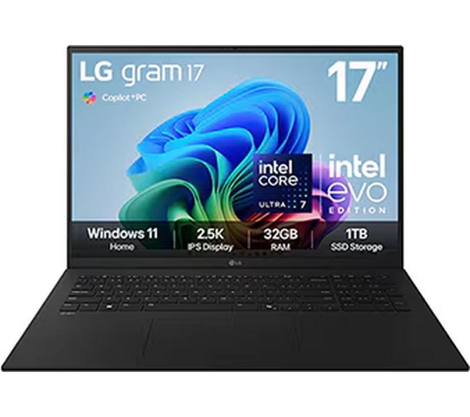 LG gram 17 17" Laptop, Copilot+ PC - Intel® Core™ Ultra 7, 1 TB SSD, Obsidian Black
